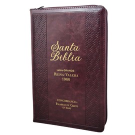 Biblia Letra Grande 12 puntos con Cierre Reina Valera 1960 cafe clasico con indice - Concordancia y Palabras de Jesus en rojo