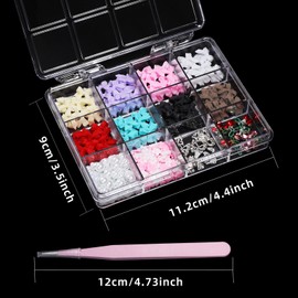 Uotey Uotey 3D Bows Nail Charms, Pink Color White Red Black Bows Flowers Pearls Nail Charms, Mixed Color Nail Charms Butterfly Cherry Alloy Silver Nail Art Gems Charms for Nail Art Decor Accessories DIY