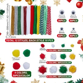 AHANDMAKER 800Pcs Pipe Cleaners Craft Set Chenille Stems Crafts Kit with 480Pcs Pom Poms Balls, Thick Fluffy Chenille Stem for Arts and Crafts Supplies DIY Doll Making Home School Projects