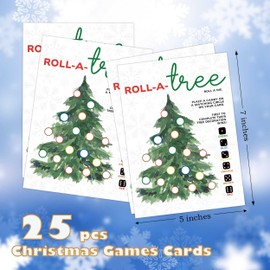 Roll a Christmas Tree Game Card, Dice Rolling Game, Christmas Candy Game, Christmas Games for Family Party, Ice Breaker Games, Party Games for Teens, 25 Game Cards, 1