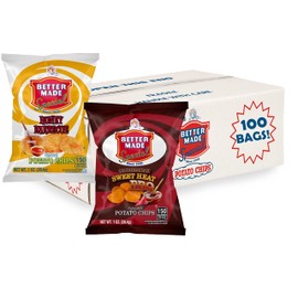 Better Made Special Honey BBQ (50) & Sweet Heat BBQ (50) Potato Chip Variety Pack 1oz Each - 100 BAGS!