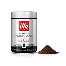 illy Coffee, Ground Drip Coffee, Forte, Extra Dark Roast, 100% Arabica Bean Bold Signature Italian Blend, 100% Arabica Coffee, No Preservatives, 8.8 Ounce (Pack of 1)