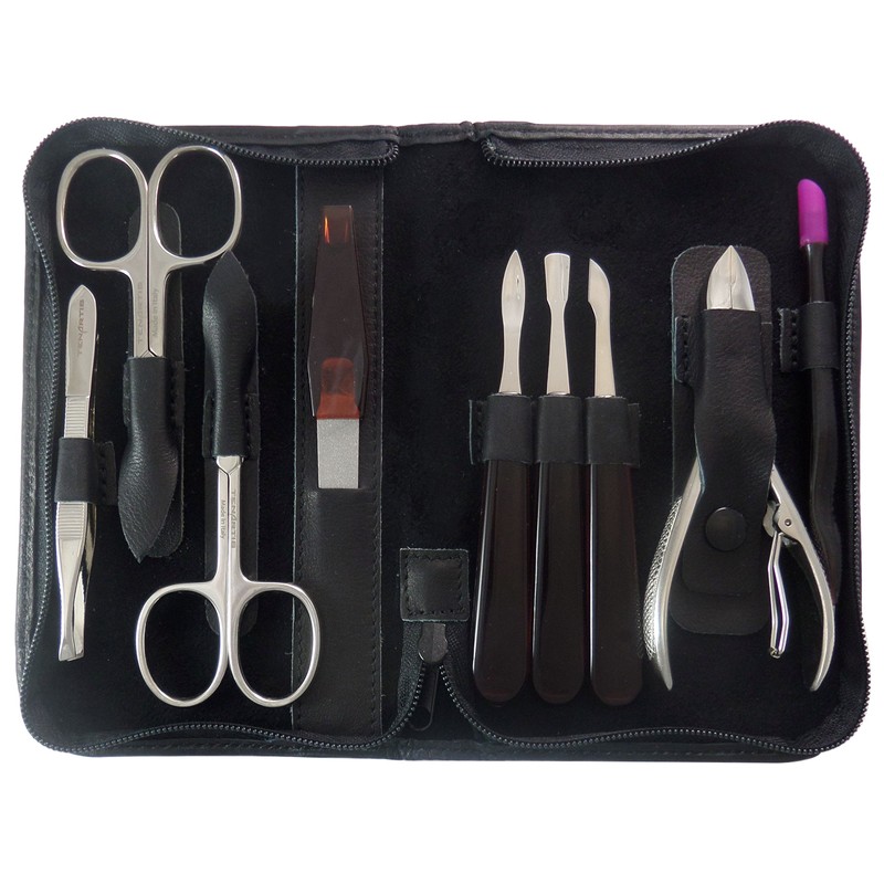 Tenartis 9 Piece Manicure and Pedicure Case Real Leather with