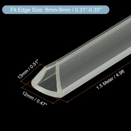sourcing map U Channel Edge Strips 4.9ft Length Rubber Protection Seal Strip Edge Protector Fits 8-9 mm Edge (33/64" W x 15/32" H) Clear