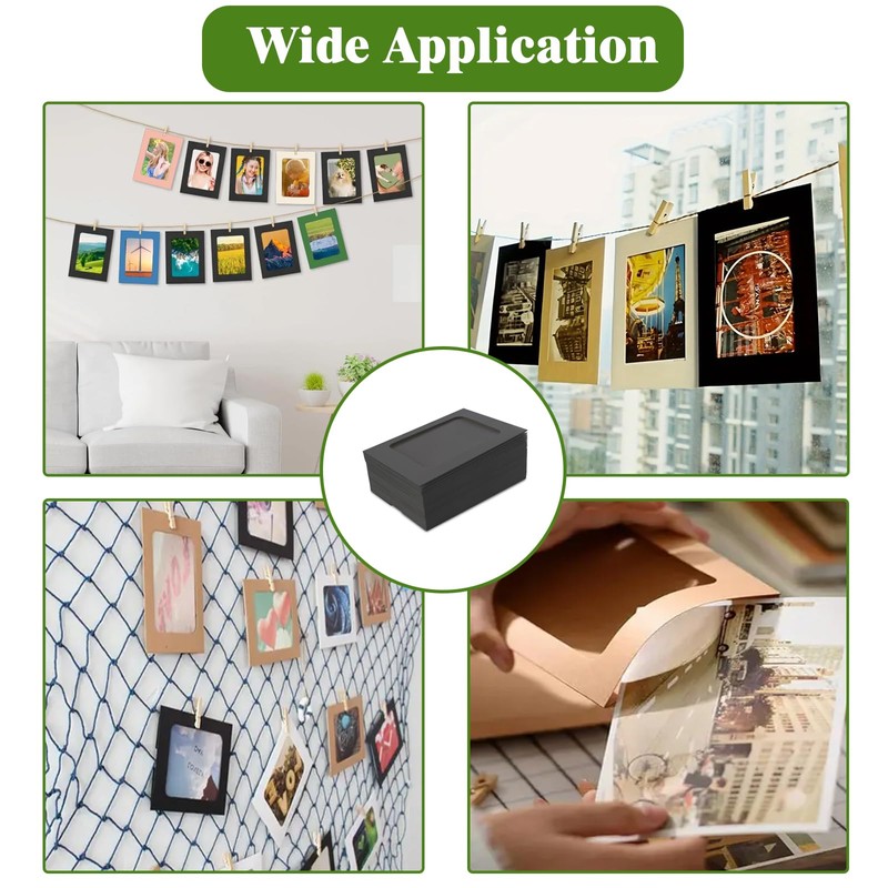Hexizexi 50 Pcs 4x6 Inch Paper Photo Frames Black Cardboard