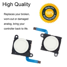 BRHE 3D Analog Joystick Joy-Con Replacement Left/Right Repair Kit Thumb Sticks Sensor with 4 âYâ Screws for NS Switch Joycon Controller and Switch Lite Console - 2 Pack (White)