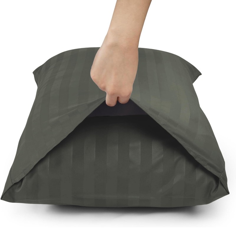Moonlight Bedding Pillow cases 2 pack - Olive Green Stripe