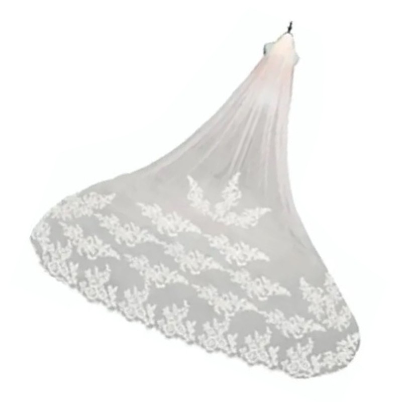 3 Meter Bridal Veil Lace Applique Metal Comb Fixing Ultra
