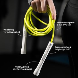 Hererope PVC Skipping Rope 6 mm Rope Skipping for Men & Women Fitness, Speed, Tricks, Cardio Training, Boxing Skipping Rope with Unbreakable Handles and Knot-Free Rope (Green)