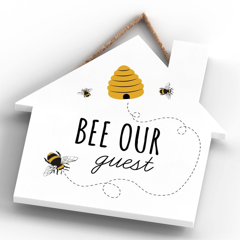 Global Designs Bee Our Guest Bee Themed Decorative Wooden House