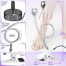 Geisofu U V Light for Nails Gooseneck U V Lamp for Gel X Nails Mini Curing Light with Securing Clip Rotatable Flash Cure Light for Gel X Nails for Salon Nail DIY Home (Silver)