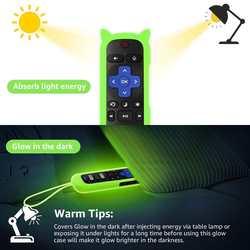 Replacement Remote Cover for Roku TV with Soft Protective Case(Glow