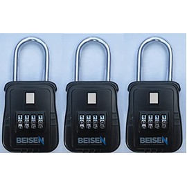 Beisen Hardware Key Safe Realtor Lock Box with Set-Your-Own Combination Lock, (3 Pack)