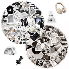 121 Black and White Stickers, Retro Stickers, Fashion Cool Sticker Set, Graffiti Waterproof Decals, Small Stickers for Teens, for Laptop, Luggage, Guitar, Scrapbooking