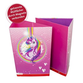 ROTH Papierkorb - Einhornportrait, Faltbarer Einhorn Papierkorb mit Trennsystem aus Pappe fürs Kinderzimmer