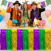 QLINLEAF 2 Pack Mardi Gras Table Skirt Purple Green Gold