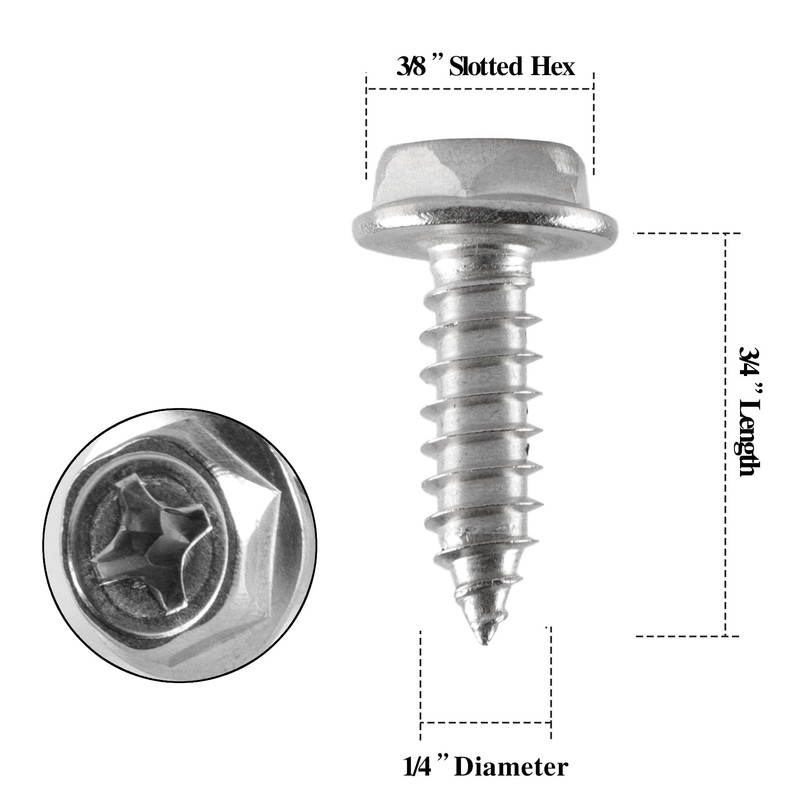 LivTee Rustproof License Plate Screws for Securing License Plates Frames