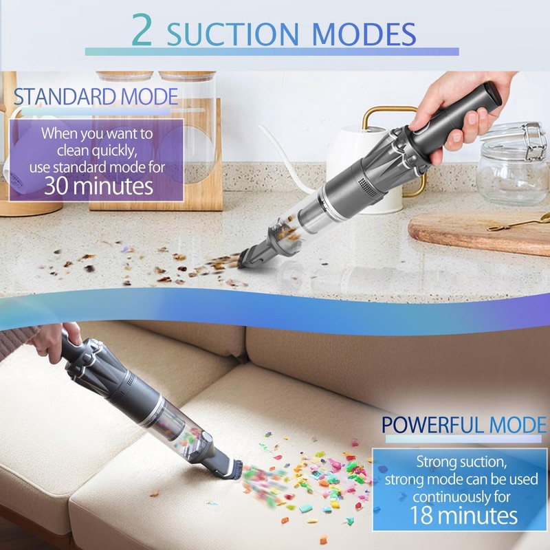 HIKALION Handheld Vacuum Cordless 25000PA, Super Lightweight 1lb with Powerful