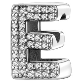 MULA 925 Sterling Silver Charms for Bracelets and Necklaces A-Z Alphabet Beads Dangle Pendants with 5A Cubic Zirconia Jewelry for Women Family