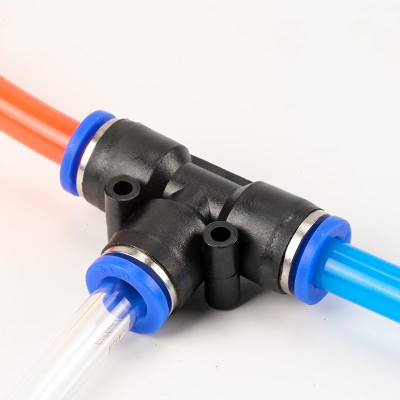 5pcs T-junction PE6 Pneumatic Air 3 Way Quick Fittings Connector
