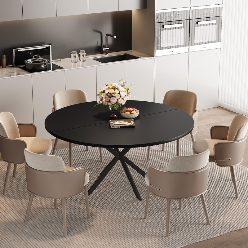 47.24" Round Dining Table, Modern Dining Room Table for 4-6