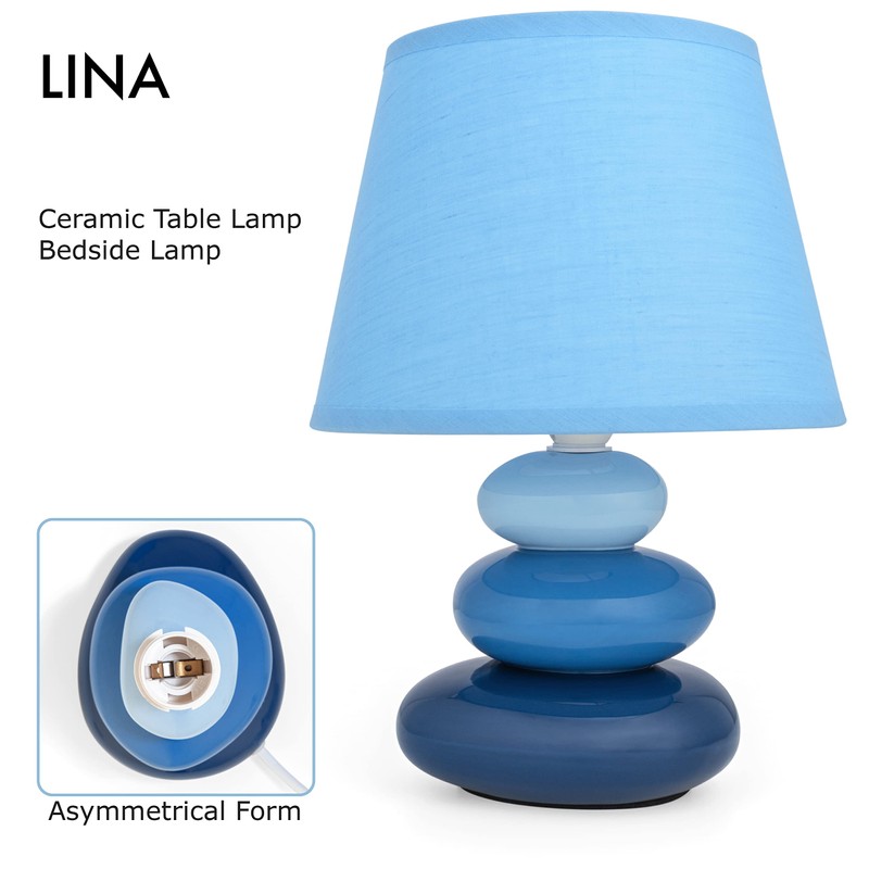 Urban Lifestyle Lina Bedside Lamp (Blue) Table Lamp Ceramic Table