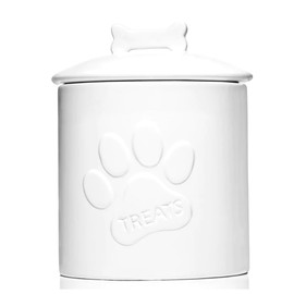 THINGS REMEMBERED White Ceramic Dog Bone Treat Jar - 65 oz, Porcelain, Pet Food Storage Container, BPA Free, Hand Wash Only