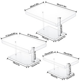 Nodaaiie 3 Pcs Dessert Table Display Set, Clear Acrylic Buffet Risers Serving Trays for Cupcakes Pastry Cookie, Tiered Stand for Wedding Birthday Party Baby Shower