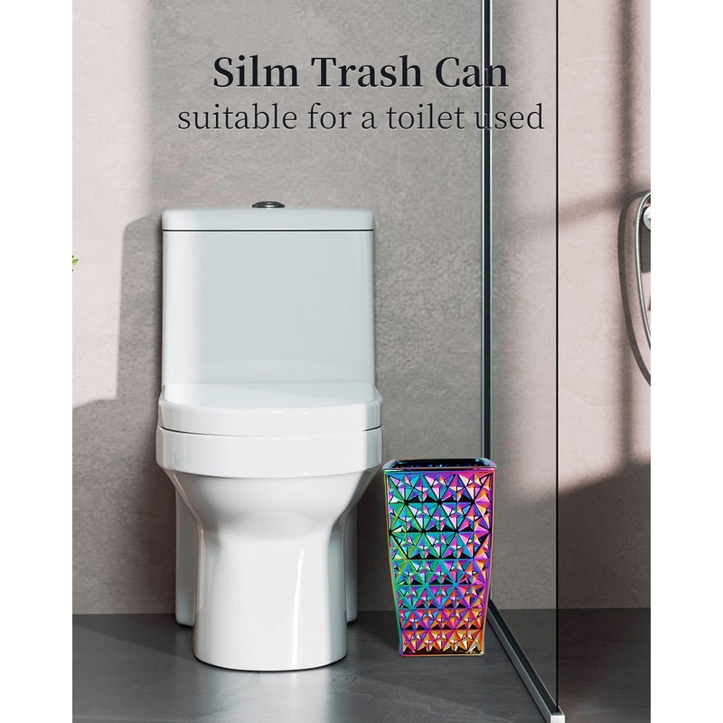 Colorful Bathroom Trash Can Small Wastebasket, Garbage Container Bin for