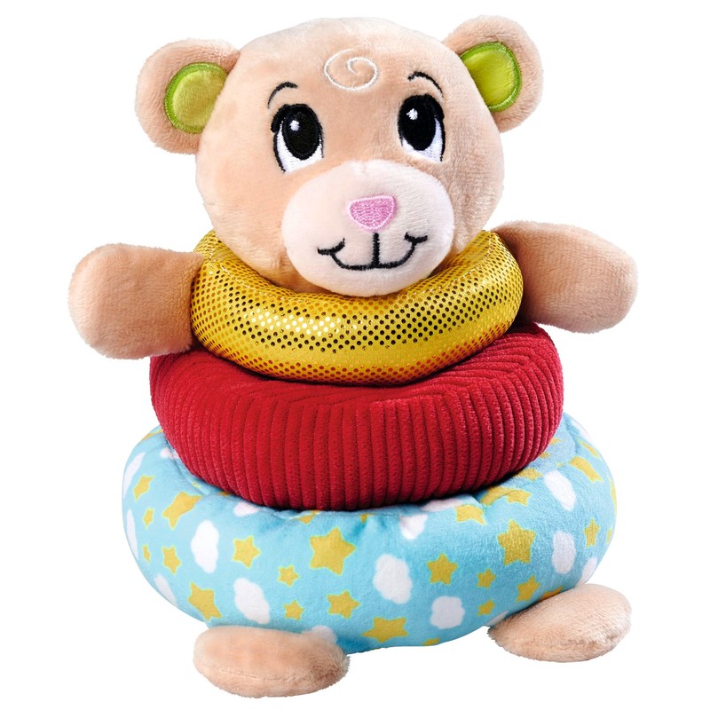 ABC Teddy Plush Stacking Ring with Rod Grasping Toy and