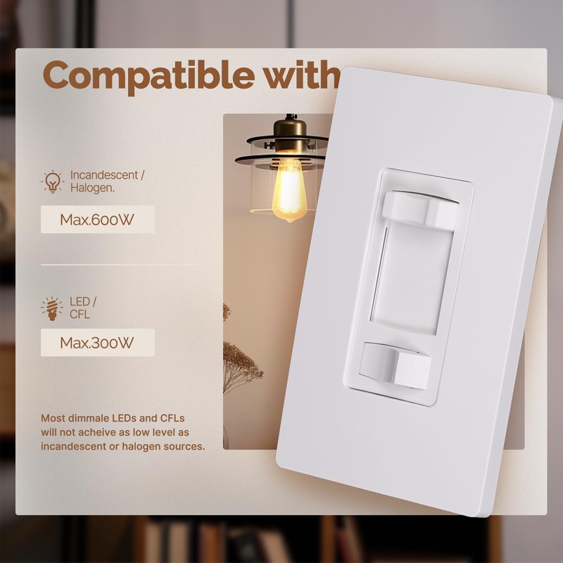 MOES Dimmer Light Switches 2pcs, 3 Way & Single Pole