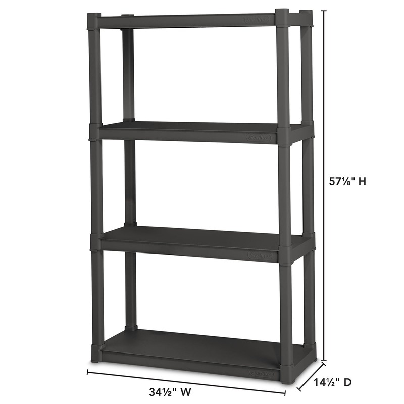 Sterilite 4 Shelf Unit, Heavy-Duty Shelving Storage and Utility Rack