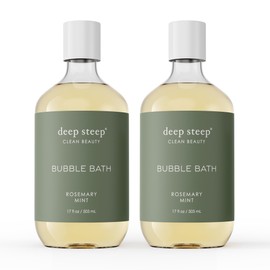 Deep Steep Bubble Bath, Rosemary Mint, 17 oz (Pack of 2) – Soothing Soak with Shea Butter, Argan Oil, Aloe Vera & Coconut Oil – Vegan, Sulfate-Free, PH-Balanced Clean Beauty