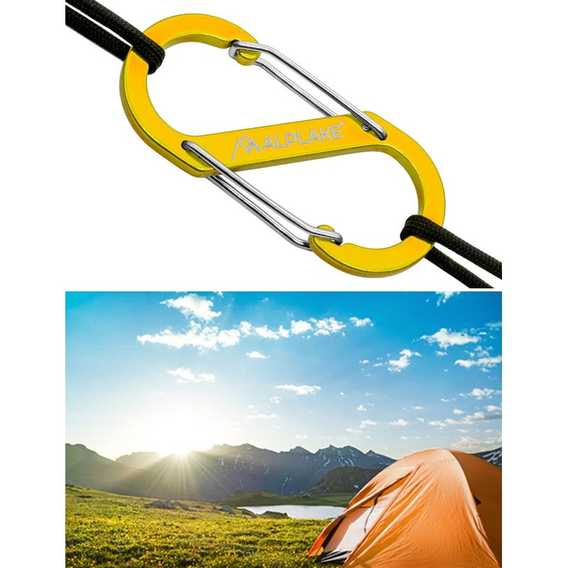 ALPLAKE ® - Pack of 4 Material Carabiners, Double Carabiner,