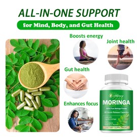 Moringa Capsules, Pure Moringa Powder 800mg per Serving - Rich in Antioxidants Multi Minerals & Vitamins | Green Superfood - Natural & Vegan Supplement - 60 Capsules