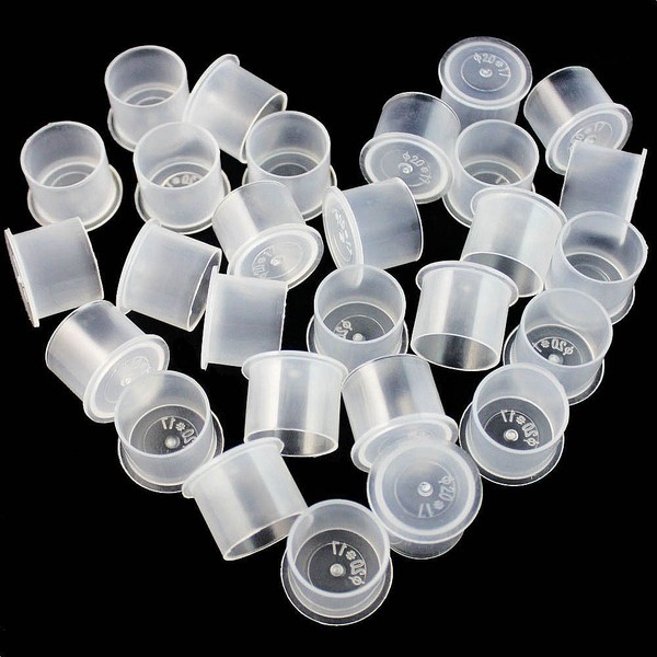 Tattoo Ink Caps Large - BoChang 500Pcs Ink Cups Base Hot Sale White Plastic Disposable Microblading Makeup Tattoo Ink Cups with Base, Pigment Ink Caps 17mm Large for Tattoo Ink,Tattoo Supplies