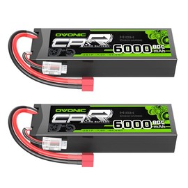 OVONIC 6000mAh 80C 2S 7.4V Lipo Batería rígida con conector Deans para coche RC escala 1:8, avión RC, helicóptero RC, barco RC (paquete de 2)