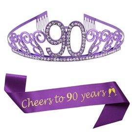 90th Birthday Tiara and Sash Cheers to 90 years Birthday Party Supplies Favors Favors Decorations