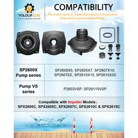 YOLOLIF LUO Pool Pump Parts (Includes Items: SPX2600B, SPX2600E5, SPX1600F5, SPX1600PN, SPX1700FG and SPX1600TRA Pool Pump Seal Kit Compatible with SP2600X and VS Pump Series
