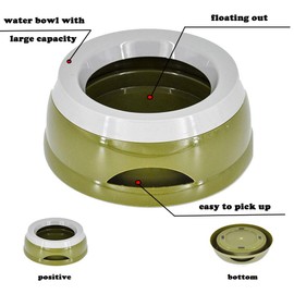 Love Dream Dog Water Bowl No Spill Pet Water Bowl Dispenser Slow Water Feeder Dog Bowl No Slip Vehicle Carried Dog Water Bowl with Floating Disk for Dogs Cats (Army Green)