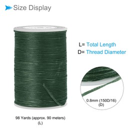 CoCud Leather Sewing Threads, 98 Yards 150D/0.8mm Thread, Polyester Stitching Thread Dark Green - (Applications: for Sewing Leather Craft)