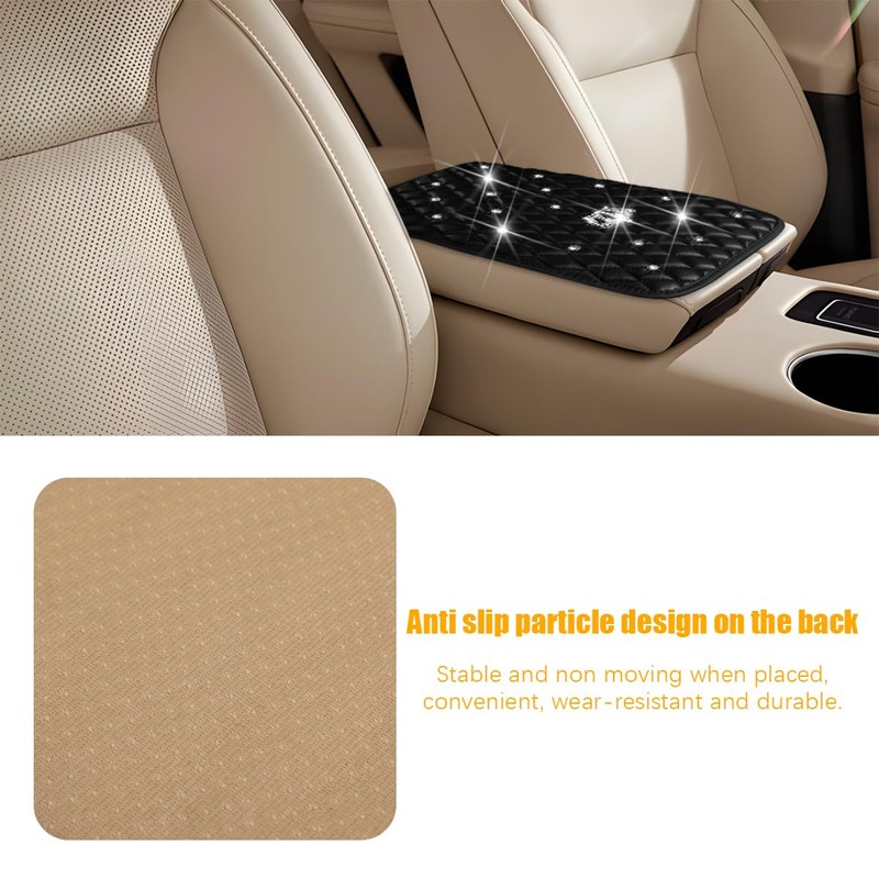 Mandark Bling Car Center Console Cover, Rhinestones Crown Vehicle Armrest