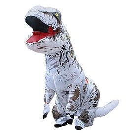 JASHKE Inflatable Dionsaur Costume Blow up T-rex Costumes Inflatable Costumes for Adult(White)