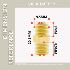 Bwintech 2 pieces 1/4 inch male thread to 1/4 inch male thread BSP thread brass hexagonal nipple connector for converting pipe connections