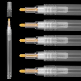 Yuanan Acrylic Paint Markers,6 Pcs Empty Markers, Fillable Paint Touch Up Pen, Round Tilted Flat Head Refillable Paints Marker for Touch Up Graffiti Paper Drawing