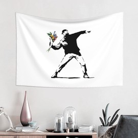 DiSAYoYo Banksy Tapestry, Man Decor, Wall Hanging, Home Art, Living Room, Bedroom, Room Decoration, Decorative Fabric, Home Decoration, Multifunctional, Living Room, Window, Popular, Fashionable