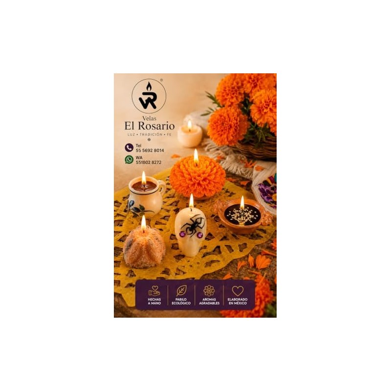 Kit Ofrenda Día de Muertos 5 Velas Artesanales – Velas