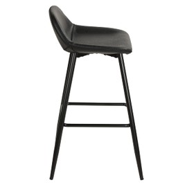 Cortesi Home Rain Counterstools in Charcoal Black Faux Leather, Black Base (Set of 2)