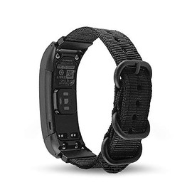 C2D JOY Canvas Nylon Strap Compatible for Garmin vivosmart HR/HR+ Plus Activity Tracker and Approach X40 Replacement band with Adapters - Black
