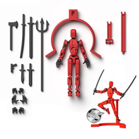 Toy Dummy 13 Action Figure con Expositor,Aspiración magnéticaRobot Multiarticulado Impreso 3D,Maniquí Modelo de Actividad Cuerpo Completo,3D Printed Action Figure (Rojo)